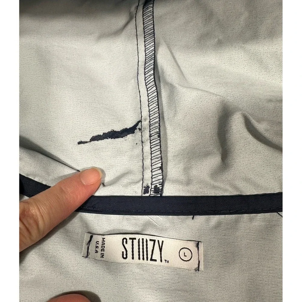 Stiiizy Jacket Mens Large Blue Hooded‎ Snap Up Illinois Windbreaker
